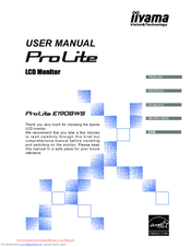 Iiyama ProLite E1908WS User Manual
