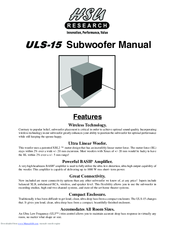 HSU ULS-15 Manual
