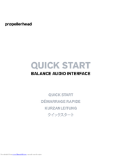 Propellerhead BALANCE Quick Start Manual