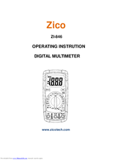 Zico ZI-846 Operating Instructions Manual