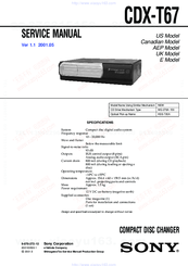 Sony CDX-T67 Operating Instructions (English Service Manual