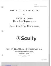 Scully 280 Series Instruction Manual