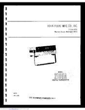 John Fluke 2100A User Manual
