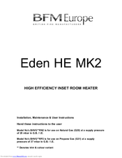 BFM Europe Eden HE MK2 Installation, Maintenance & User Instructions
