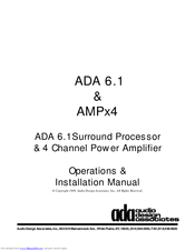 Audio Design Associates ADA 6.1 Operation & Installation Manual