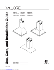 Valore VPL-E30AS Use, Care And Installation Manual