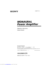 Sony XM-D9001GTR Operating Instructions Manual