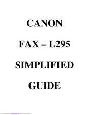 Canon FAX-L295 Simplified Manual