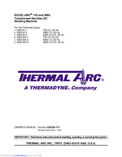 Thermal Arc EXCEL-ARC 750 CC Owner's Manual
