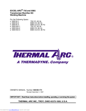 Thermal Arc EXCEL-ARC 8065 CC/CV Owner's Manual