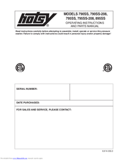 Hotsy 895SS Operating Instructions And Parts Manual