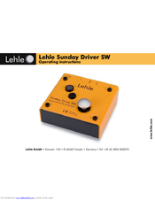 Lehle Sunday Driver SW Operating Instructions Manual
