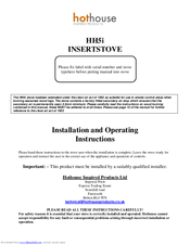 HotHouse HH5i Installation And Operating Instructions Manual