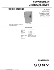 Sony SS-VZ10 Service Manual