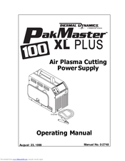 Thermal Dynamics PakMaster 100 XL plus Operating Manual