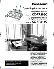 Panasonic KX-FP205C Operating Instructions Manual