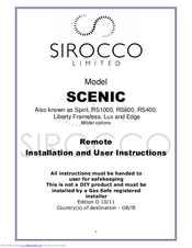 Sirocco SCENIC RS400 Installation And User Instructions Manual