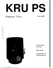 Krups Espresso Vivo Instructions For Use Manual