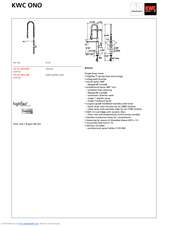 KWC ONO 10.151.423.000 Specification Sheet