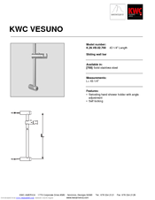 KWC Vesuno K.26.VB.02.700 Specification Sheet