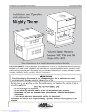 Laars Mighty Therm VW Installation And Operation Instructions Manual