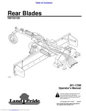 Land Pride REAR BLADES RBT55120 Operator's Manual