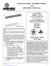 Empire DV-20E-5 Installation Instructions And Owner's Manual