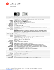 Leica C-LUX 3 Technical Data