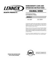 Lennox Hearth Products COLONIAL COL-3629H Homeowner's Care And Operation Instructions Manual