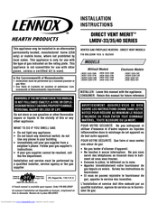 Lennox Hearth Products Millivolt LMDVT-3328-CNM Installation Instructions Manual