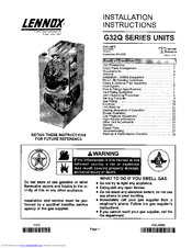 Lennox G32Q3-75 Installation Instructions Manual