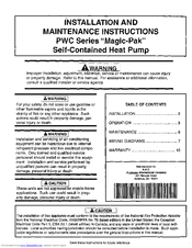 Lennox Magic-Pak PWC18E14.7 Installation And Maintenance Instructions Manual
