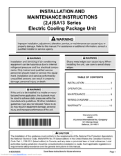 Lennox 2SA13 Series Installation And Maintenance Instructions Manual