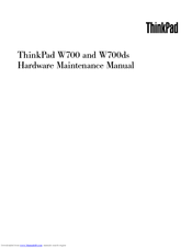 Lenovo ThinkPad W700ds 2752 Hardware Maintenance Manual