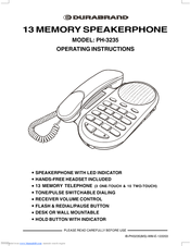 Durabrand PH-3235 Operating Instructions Manual
