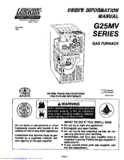Lennox G25MV Series User's Information Manual
