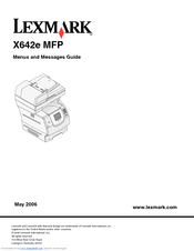 Lexmark 642e - X MFP B/W Laser Manual