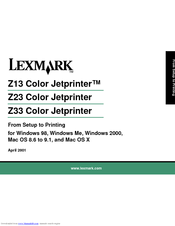 Lexmark 16E0003 - Z13 Color Jetprinter User Manual