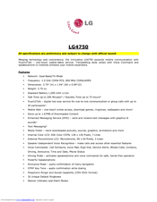 LG LG4750 Specifications