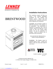 Lennox BRENTWOOD Installation Instructions Manual