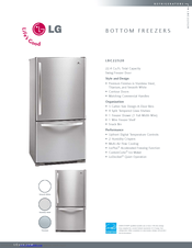 LG LBC22520TT - 22.4 cu. ft. Bottom-Freezer Refrigerator Specification Sheet