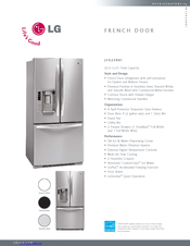 LG LFX23961SW - 22.6 cu. ft. Refrigerator Specification Sheet