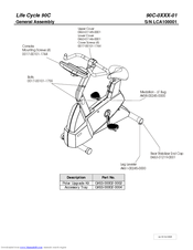 Life Fitness Life Cycle 90C-0XXX-01 Parts List