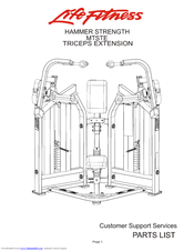 Life Fitness HAMMER STRENGTH MTSTE Parts List