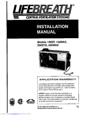 Lifebreath 150MAX Installation Manual