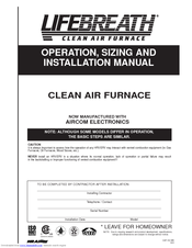 Lifebreath CAF-H-S4A-24-P16 Operation And Installation Manual