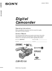 Sony DSR-PD150 Operating Instructions Manual