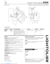 Lightolier Lytespan Track Lighting 8705E Specification Sheet