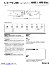 Lightolier Lighting Systems MME Specifications