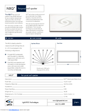 LightSpeed Technologies Wall Speaker Specifications